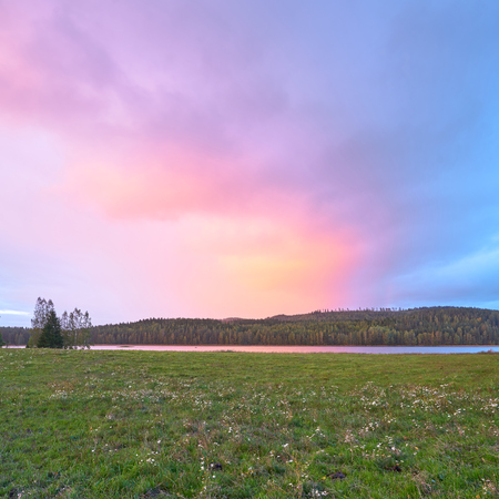 Purple Dusk in the countrysideの写真素材