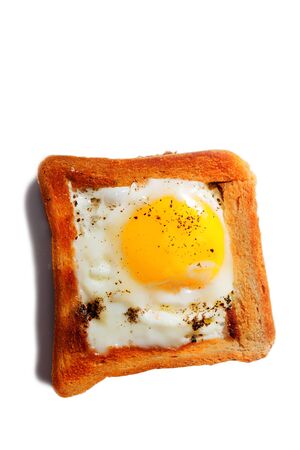 Natural fried egg in bread crust with black pepper