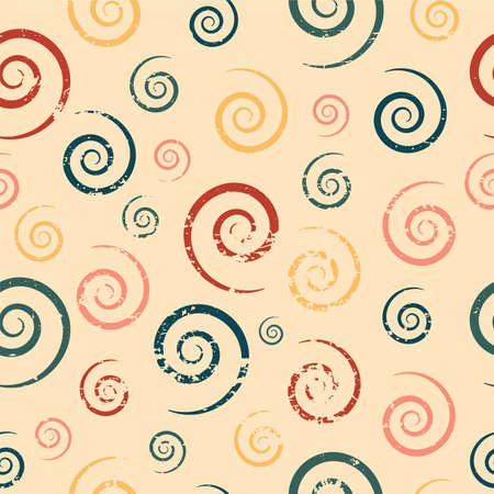 Multicolored vector seamless pattern with spirals of different sizesのイラスト素材
