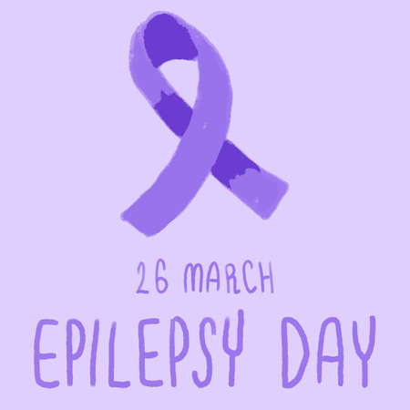 Epilepsy day text on purple backdrop. 26 march holiday social propaganda for medical poster, social...