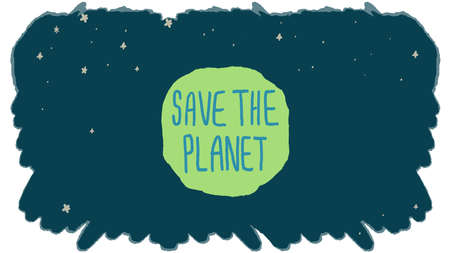 Earth day poster with copy space on white isolated backdrop. Save planet for invitation or gift...