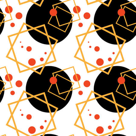 Geometric confetti on white backdrop. Abstract seamless pattern for wallpaper, wrap paper, sleeper,...