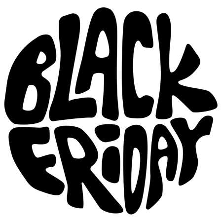 Black friday balloons icon set on white isolated backdrop. Big sale for invitation or gift card, notebook, online shop, promo flyer. Phone case or cloth print Doodle style stock vector illustrationのイラスト素材