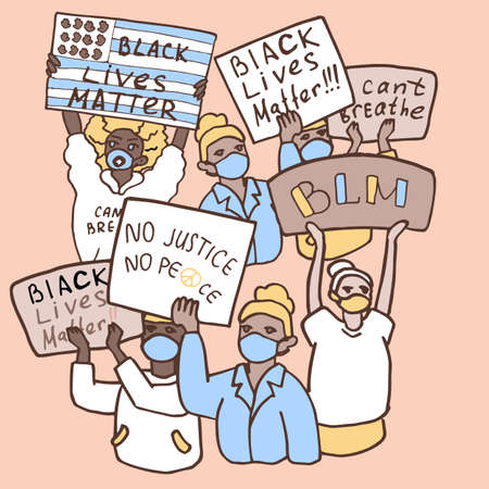 Antiracism protesters poster on beige backdrop. Antiracist protest for invitation or gift card,...