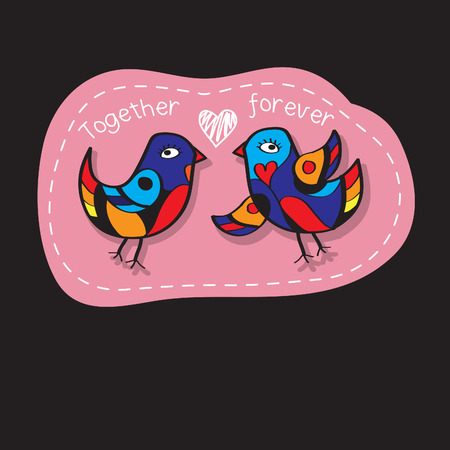 Birds Couple in Love. Great illustration for greeting cards, wedding invitation and other graphical needs. Vector illustrationのイラスト素材