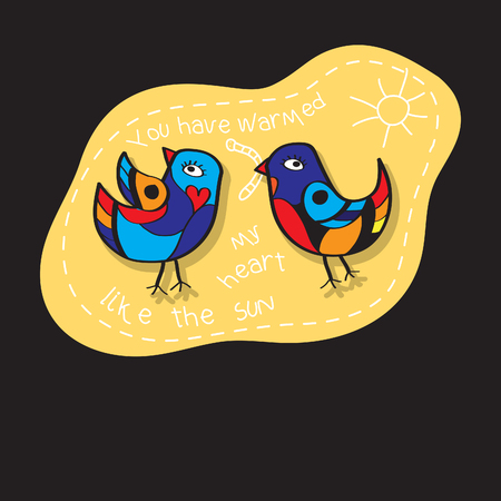 Birds Couple in Love. Great illustration for greeting cards, wedding invitation and other graphical needs. Vector illustrationのイラスト素材