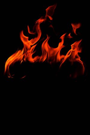 Fire flames on a black background 