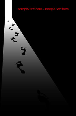  traces of bare feet leading to the lightの写真素材