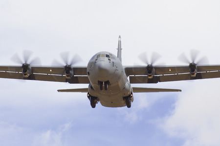 USAF C130 Hercules on short final before landing