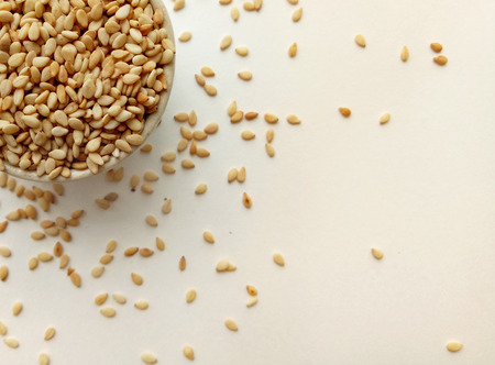 Sesame Seeds isolated on a white backgroundの写真素材