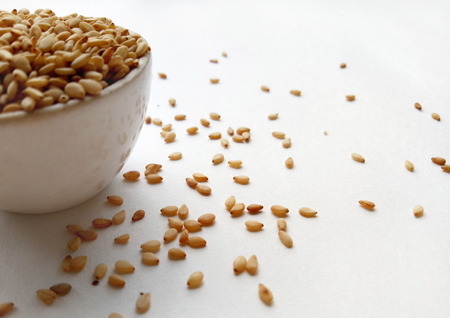 Sesame Seeds isolated on a white backgroundの写真素材