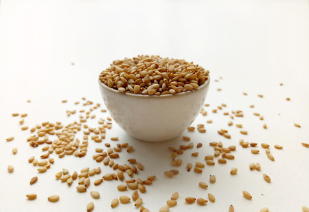Sesame Seeds isolated on a white backgroundの写真素材