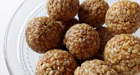 Sesame Sweet Balls an Indian Traditional Festival Sweet Food Itemの写真素材