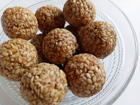 Sesame Sweet Balls an Indian Traditional Festival Sweet Food Itemの写真素材