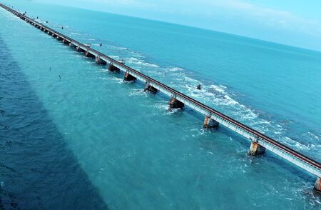 Rameshwaram Bridge in South Indiaの写真素材