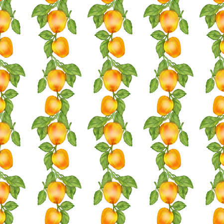 Seamless background with the image of fruit. Gifts of nature in a chaotic arrangement close-up....