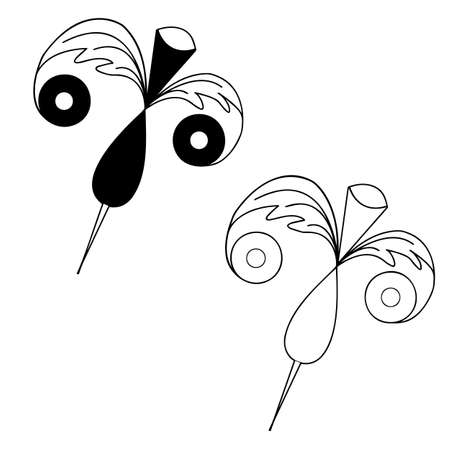 A fragment of vector graphics for creating patterns. Close-up of a contour drawing on a white background.のイラスト素材