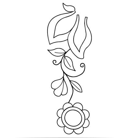 A fragment of vector graphics for creating patterns. Close-up of a contour drawing on a white background.のイラスト素材