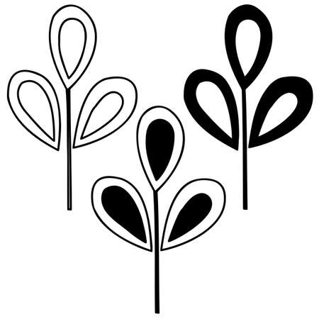 A fragment of vector graphics for creating patterns. Close-up of a contour drawing on a white background.のイラスト素材