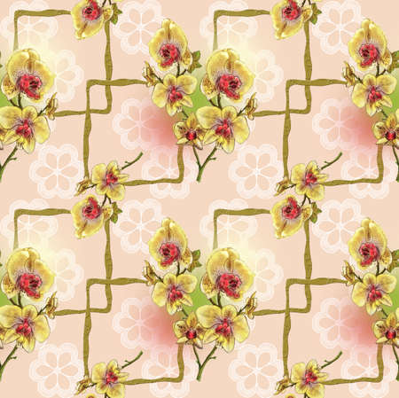 Garden flowers in pastel colors, watercolor. A resource for printing on paper or fabric, decorative background, floral pattern.の写真素材