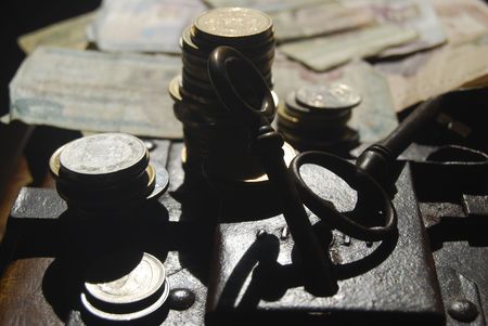 THE KEY OF WEALTH. A CONCEPTUAL IMAGE.の写真素材