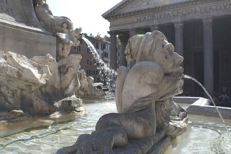 Rome. View of the Pantheon and of  the fountain in front at the monumentの写真素材