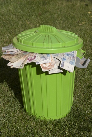 world economic  crisis. Conceptual image to describe the world monetary crisis and the inflation monetaryの写真素材
