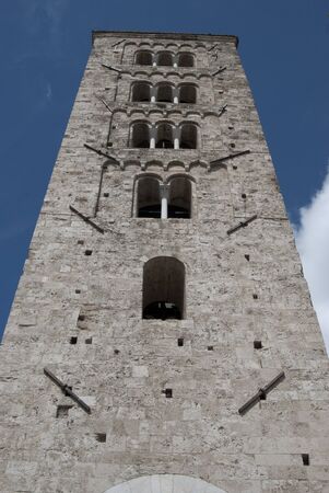 The bell tower of the duomo of anagni near Romeの写真素材