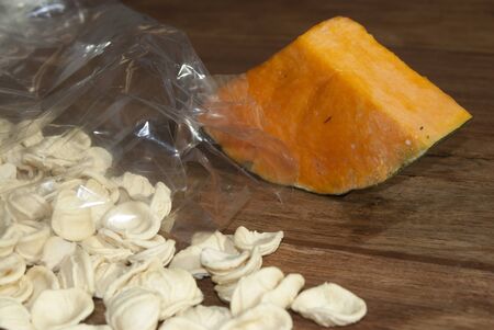 Italian dish:orecchiette with pumpkinの写真素材