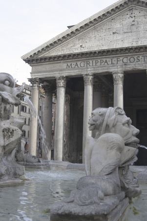 The Pantheon in Rome with the famous fountainの写真素材