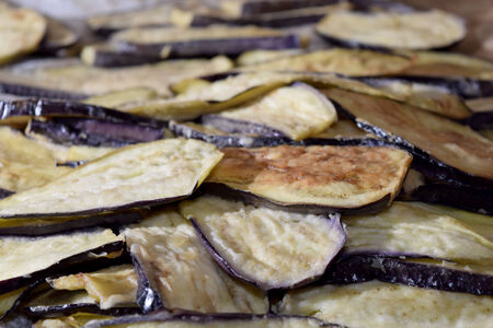 a vegetarian and tasty Italian  recipe: roasted eggplantsの写真素材