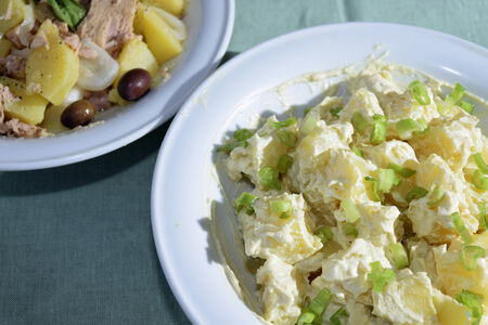salad various: patatoes and tuna saldad の写真素材