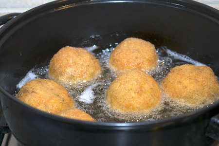 mediterranean appetizers and food:fried arancineの写真素材