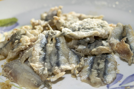 fried anchovy flapjacks with fresh fish of the mediterranean seaの写真素材