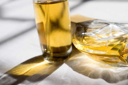 perfume charm and elegance with a still life of some perume bottlesの写真素材