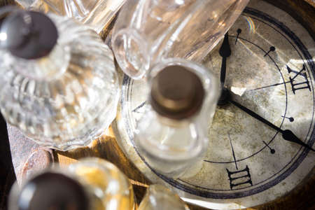 concept of time and glamour through an old clock  lights and atmosphereの写真素材