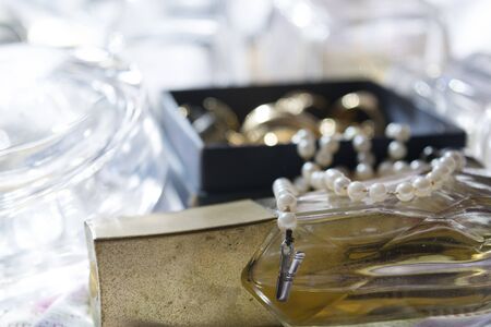 family jewels perfume bottles as concept of fashion and charmの写真素材