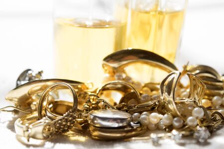 precious family jewelleries and glass perfume bottles