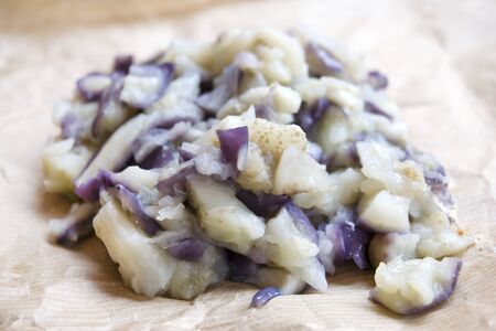 boiled eggplants to prepare fritters and ballsの写真素材
