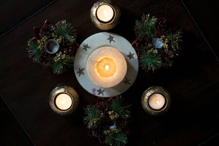 christmas atmosphere with decorations and christmas candles
