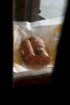 soppressata calabrese a traditional kind of very hot salami producted in Calabriaの写真素材