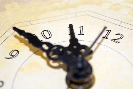 concept of time with the hand of an old clockの写真素材