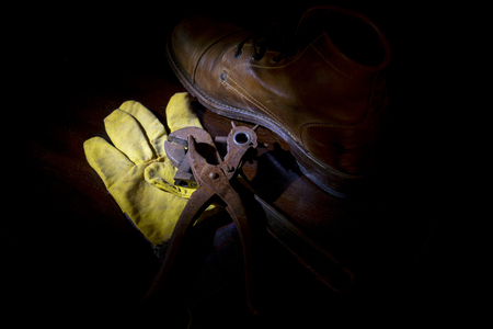 tools of metalworker work photographed in still lifeの写真素材
