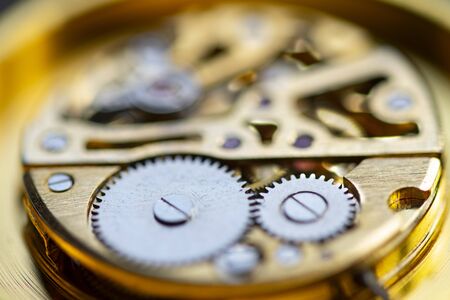 close up of metal watch mechanism