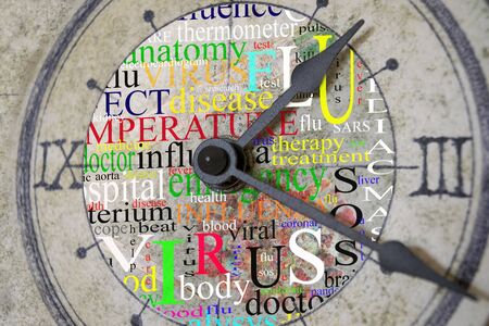 scan time concept and wellness with an old clock empty of writtenの写真素材
