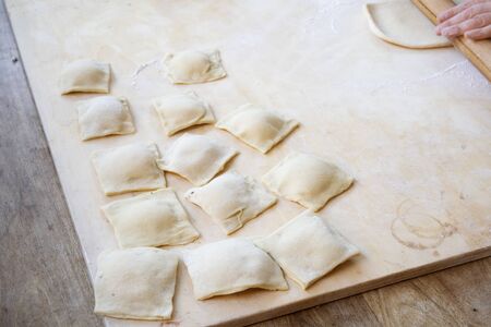 preparing at home stuffed ravioli