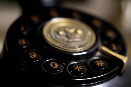 black keypad of an old telephone from the pastの写真素材