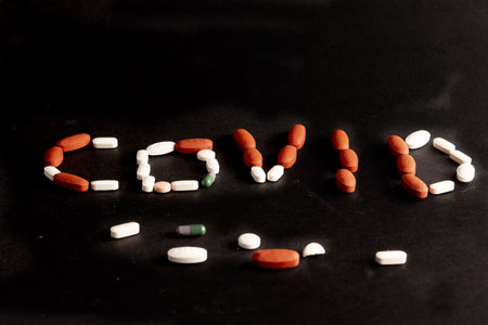 coronavirus treatment with medicinal and pills. concept