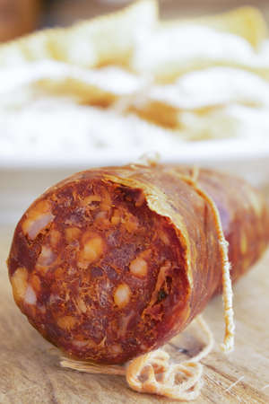 typical Calabrian salami called soppressataの写真素材