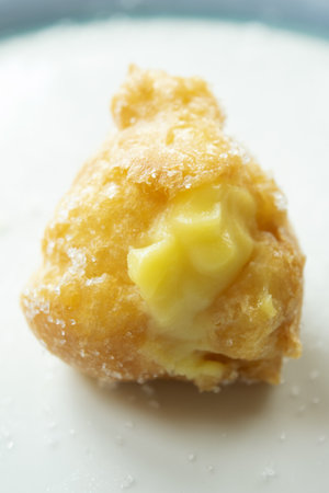 traditional fried cream puff filled with Chantilly creamの写真素材